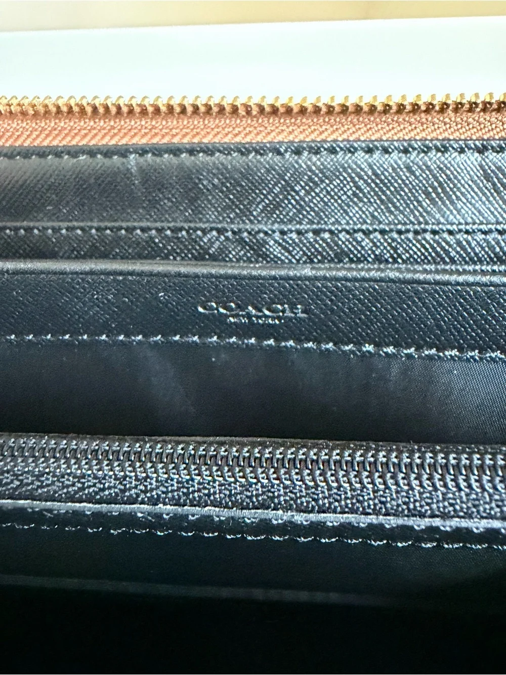 Coach Signature Canvas and Leather Zip Wallet in Brown/Black